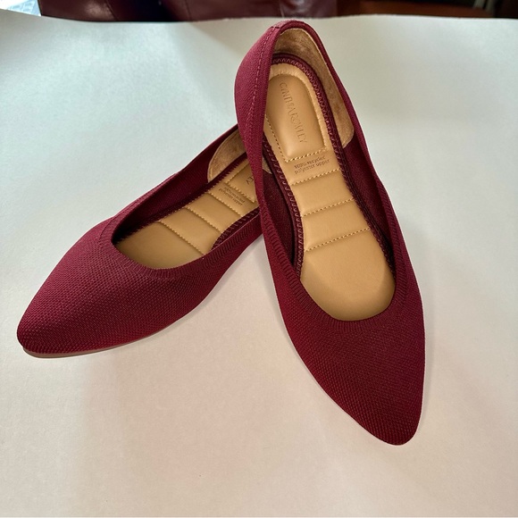 Cynthia Rowley Shoes - CYNTHIA ROWLEY Pointed Toe Knit Chelsea Slip In Burgundy Ballet Flat 9M